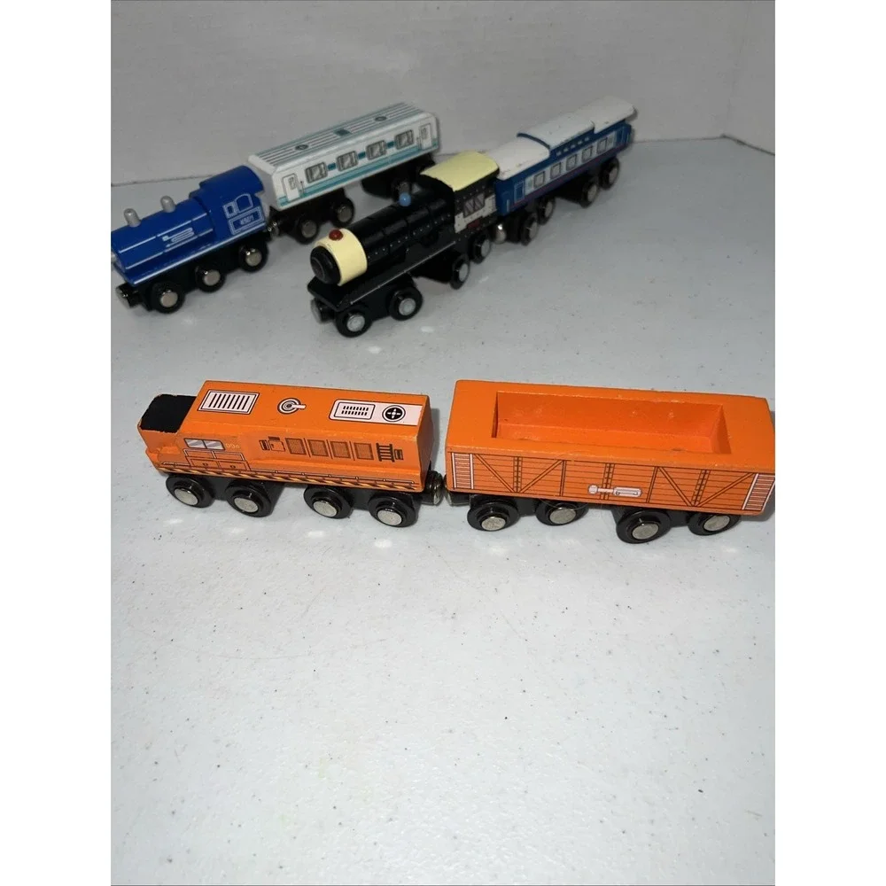 Battat Classic Trains Wooden Railroad Magnetic Toy Train Lot Of 6 Trains